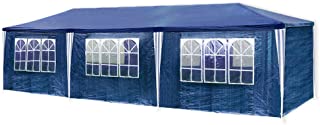 HG Carpa Pabellón 3 x 9 m tienda de campaña de cúpula polietileno Acero tubos con 6 laterales y 2 entradas resistente al agua Incluye 6 paredes desmontables color azul