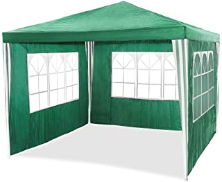 HG Carpa- pabellón - tienda de campaña con cúpula - material de polietileno- tubos de acero- 6 paredes laterales y 2 entradas- resistente al agua- Incluye 6 laterales extraíbles- 3x4m color verde