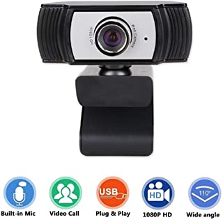 AZCSPFALB 1080P HD Webcam con Microfono Integrado- 360 ° Ajustable CAM Camara Web para Videollamadas- Estudios- Conferencias- Grabacion- Juegos con Clip Giratorio
