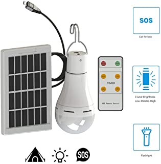 Bombilla led de energia solar- Konesky lampara colgante portatil- linterna carpa recargable con temporizador- iluminacion de control remoto para acampar al aire libre de emergencia