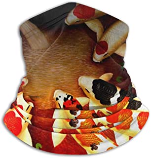 Calentador de cuello japones Fleece Koi Fish de carpa japonesa - Tubo de polaina reversible para cuello- Versatilidad Diadema para calentador de oidos para hombres y mujeres