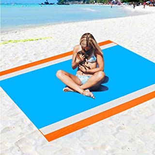 CNNIK Alfombras de Playa- Manta de Picnic Portatil Impermeable Anti-Arena con 4 Estaca Fijo para la Playa- Picnic- Acampa- Viaje y Otra Actividad al Aire Libre (200x250cm)