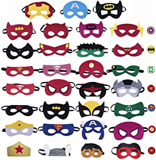 CompraFun Mascaras de Superheroe- Mascaras Mitad de Fieltro con Cuerda Elastica- Disfraz Cosplay para Fiestas Cumpleanos Halloween Navidad- Accesorio de Fiesta Infantil y Adultos- Ninos (31 Piezas)