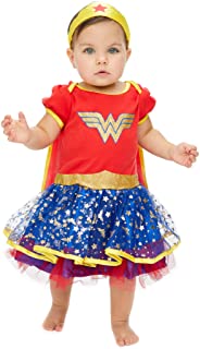 DC Comics Body Vestido de Verano de Wonder Woman con Capa y Tiara - Disfraz de Fantasia de Superheroina para Bebe Ninas- Rojo 3-6 Meses