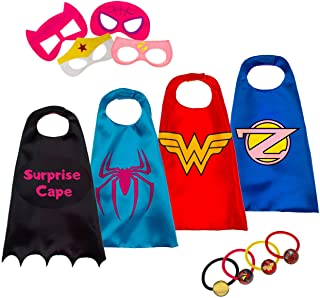 Disfraz De Superheroes para Nino - Regalos De Cumpleanos para Nina - 4 Capas Y Mascaras - Juguetes para Ninos Y Ninas - Logo Brillante De Wonder Woman