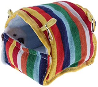 FLAMEER Hamster Carpa Bed House Acogedor Hamaca De Algodon Calido Chinchilla Choza Colgante Jaula para Dormir Nido De Invierno para Mascotas Pequenas 3 Estilo - Tira del Arco Iris