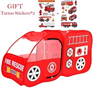 Georgie Porgy Kids Pop Up Play Carpa Juego de Juguete Juguete Plegable portatil Casa de Juegos Interior al Aire Libre para ninos Ninas Preescolar Kinder (camion de Bomberos)