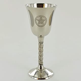 Goblet de plata con simbolo magico Pentagram para regalo de neopaganismo Wicca y decoracion ritual