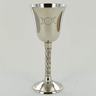 Goblet de plata con simbolo magico triple luna para neopaganismo Wicca regalos y decoracion ritual