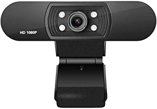 GTJXEY Webcam De Negocio- Full HD 1080P - 30Fps Webcam con 4 Luces Blancas De 5 Capas Lente Optica De Enfoque Manual Soporte Tecnico-Tableta-TV con Interfaz USB2.0