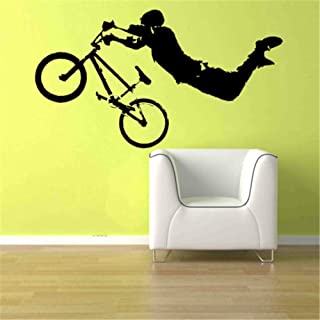 guijiumai Gigante BMX Bicicleta Bicicleta Deporte Arte de la Pared Decoracion Etiqueta Vinilo Decal Boy Room Decor Wallpapers para el Dormitorio Sala de Estar 40 Colores Negro 56x100cm
