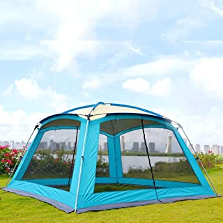 HGCLONGCHENG Camping Carpa al Aire Libre- Playa- Camping Carpa- sombrilla- Lluvia y Protector Solar- una habitacion y un Salon-Azul