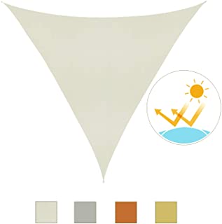 HOMCOM Outsunny Toldo Vela Color Crema sombrilla Parasol triangulo Tela de Poliester Jardin Playa Camping Sombra Medidas- Medida 3x3x3 Metros- Color Crema