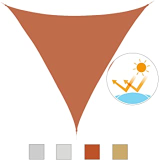 HOMCOM Outsunny Toldo Vela Color Naranja sombrilla Parasol triangulo Tela de Poliester 160g-㎡ Jardin Playa Camping Sombra Medidas- Medida 4x4x4 Metros- Color Naranja