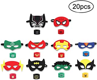 INTVN 10pcs mascaras de superheroes y 10pcs Superhero Slap Band Pulseras-Accesorio de Fiesta Infantil y Adultos- Mascaras de Cosplay de Superheroe- Suministros de Fiesta de Superheroes