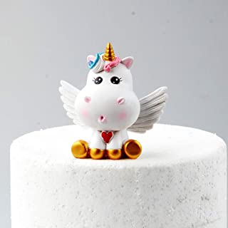 Juego de decoracion para tarta con diseno de unicornio dorado- incluye cuerno de unicornio- orejas y pestanas Unicorn Figure