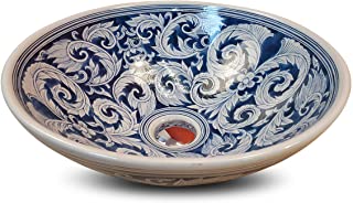 Lavabo de ceramica SUKHUMVIT – Diametro 41-5 cm – Palangana con diseno Pintado a Mano Koi Carpas