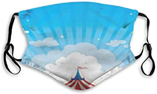 Mascara a Prueba de Viento- Carpa de Circo itinerante con Nubes Mariposas y Cielo despejado Festival de Felicidad Decoraciones faciales Impresas para ninos Adultos