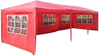 Panana - Carpas Cenadores 9x3m para Jardin Terraza Fiesta Eventos Cumpleanos Bodas Pabellon Gazebo Plegable Impermeable PE (Rojo)