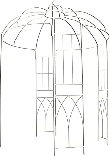 Pergola de metal con forma de jaula de pajaros de 4 lados estilo frances- de Outour- para jardin- patio- boda- vid trepadora- rosas- flores- color blanco