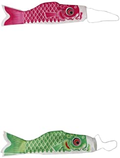 PETSOLA Rosa Y Verde Carpa Japonesa Windsock Streamer Fish Flag Kite Koinobori 70cm