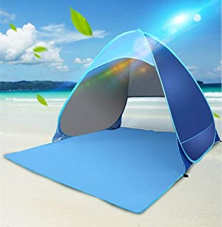 Pulnda Tienda para Playa- Extra Ligero automatico Playa con Suelo Proteccion Solar- proteccion UV- Familia portatil Playa de Tienda en Azul- Exterior Beach Tent portatil