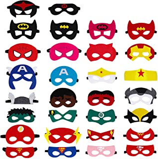 QH-Shop Mascaras de Superheroe- Mascaras de Fieltro Mitad Mascara de Cosplay con Cuerda Elastica Mascaras de Ojos para Ninos Mayores de 3 anos 30 Piezas