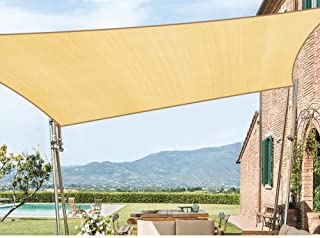 SHADE HDPE Rectangulo Sun Sail Canopy 98- Bloque UV Jardin al Aire Libre con Kit de Hardware Gratuito-Beige-3.1 x 4m