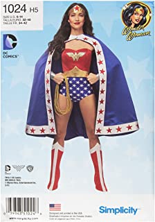 Simplicity 1024 de la Mujer Disfraz de Wonder Woman para nina patron de Costura- Blanco- H5 (6 – 8-10 – 12 – 14)