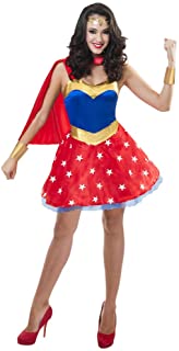 Sincere Party Disfraz de superheroe para Mujer con Capa de saten- punos de Spandex- Casco de Spandex (38-40)