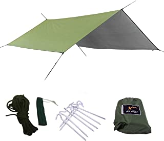 Suyi acampa portable ligero Carpa Lona Refugio Mat Hamaca cubierta impermeable cortina de Sun- equipo de campamento Equipo de supervivencia esencial- estacas incluyen- con bolsa de transporte