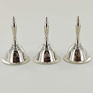 Tres campanas de plata con simbolos magicos Pentagram Triquetra Triple Luna para Neopaganismo Wicca Regalos