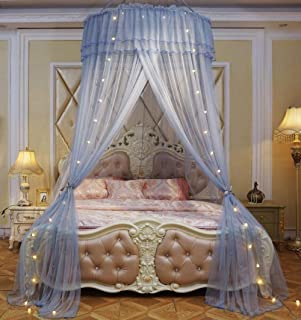 Tres puertas domo mosquitera techo mosquitera princesa con luz led carpa para dormir cortina de cama-Tres puertas clasico gris_Cama de 1-5 m universal