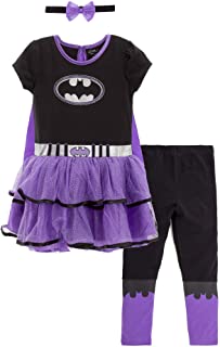 Warner Bros. DC Comics Disfraz de Batgirl con Vestido con Capa- Diadema y Leggings para Nina Pequena 2 Anos