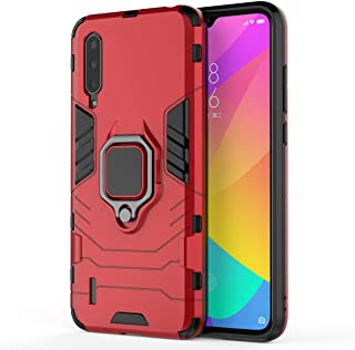 XIFAN Funda para Xiaomi Mi 9 Lite- [Robusto] Anillo Metalico Soporte [Funciona con El Montaje De Coche Magnetico] Case Carcasa- Rojo