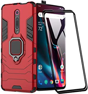 XIFAN Funda para Xiaomi Mi 9T Pro- [Robusto] Anillo Metalico Soporte [Funciona con El Montaje De Coche Magnetico] Case Carcasa- Rojo + 2 Piezas Protector de Pantalla