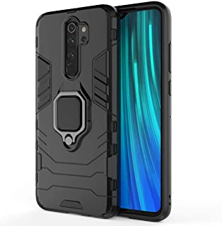 XIFAN Funda para Xiaomi Redmi Note 8 Pro- [Robusto] Anillo Metalico Soporte [Funciona con El Montaje De Coche Magnetico] Case Carcasa- Negro