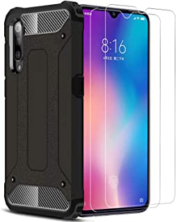 XIFAN Xiaomi Mi 9 SE Funda- proteccion contra Golpes de TPU + PC Resistente a aranazos (Doble Capa)- Funda Carcasa para Xiaomi Mi 9 SE- Negro + 2 Piezas Protector de Pantalla