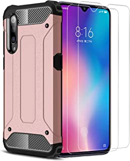XIFAN Xiaomi Mi 9 SE Funda- proteccion contra Golpes de TPU + PC Resistente a aranazos (Doble Capa)- Funda Carcasa para Xiaomi Mi 9 SE- Oro Rosa + 2 Piezas Protector de Pantalla