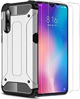 XIFAN Xiaomi Mi 9 SE Funda- proteccion contra Golpes de TPU + PC Resistente a aranazos (Doble Capa)- Funda Carcasa para Xiaomi Mi 9 SE- Plata + 2 Piezas Protector de Pantalla