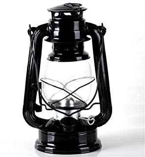YIKE-Lamparas Lampara de Aceite Retro-Lampara de Queroseno- Pantalla de Vidrio de 25 cm- Equipo de Campamento de Acampada para Exteriores de Carpa portatil de Hierro Forjado (Negro)